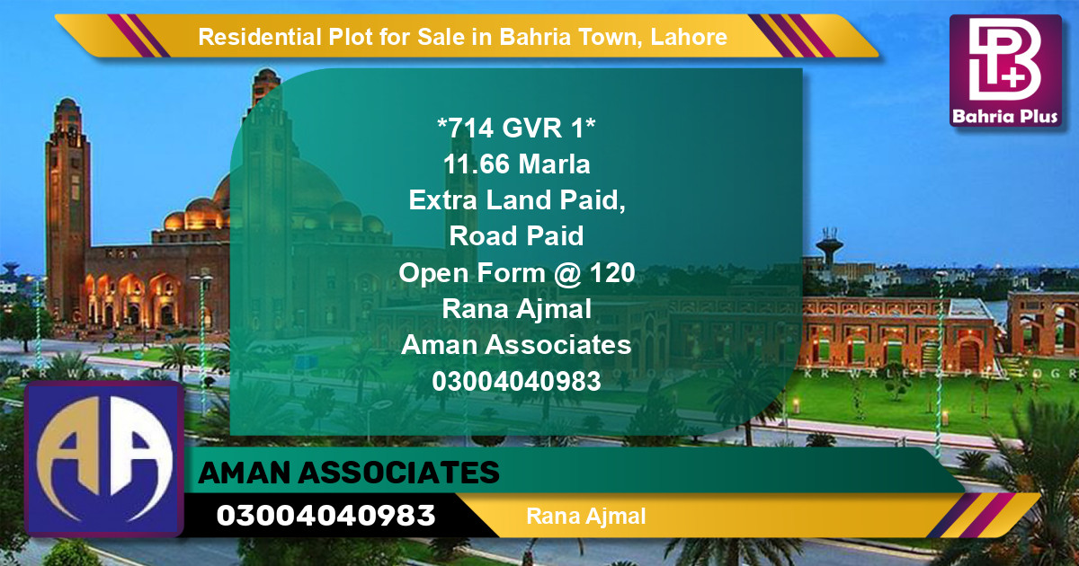 Residential Plot for Sale in Bahria Town, Lahore - (BP-128361)