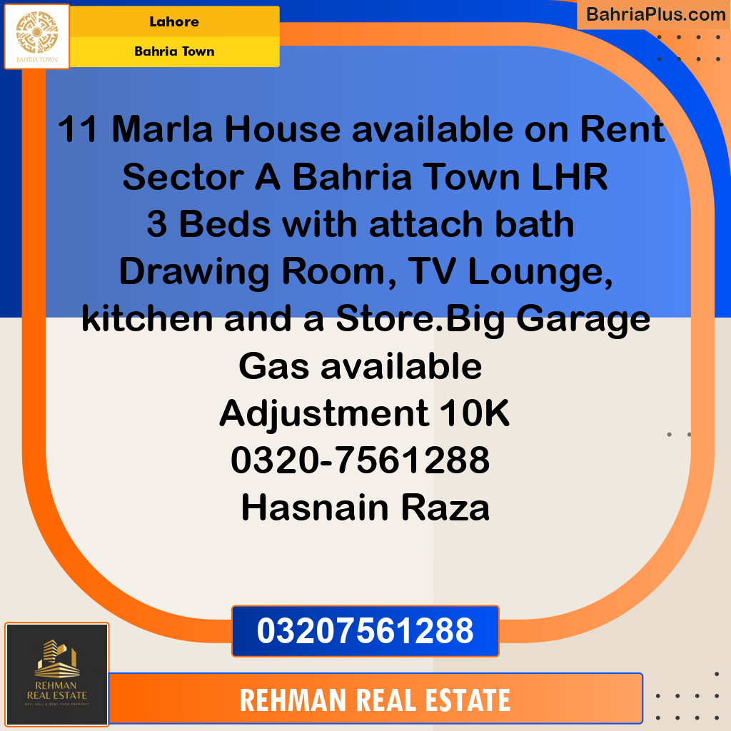 Residential House for Rent in Bahria Town, Lahore - (BP-128374)