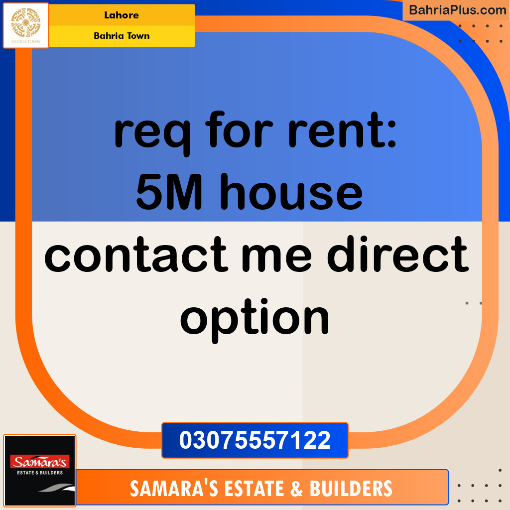 Residential House for Rent in Bahria Town, Lahore - (BP-128395)