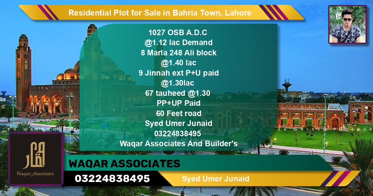 Residential Plot for Sale in Bahria Town, Lahore - (BP-128452)