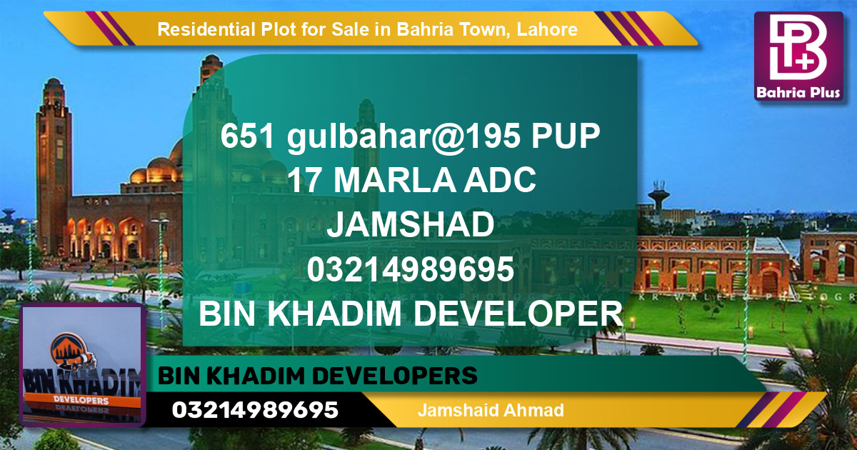 Residential Plot for Sale in Bahria Town, Lahore - (BP-128453)