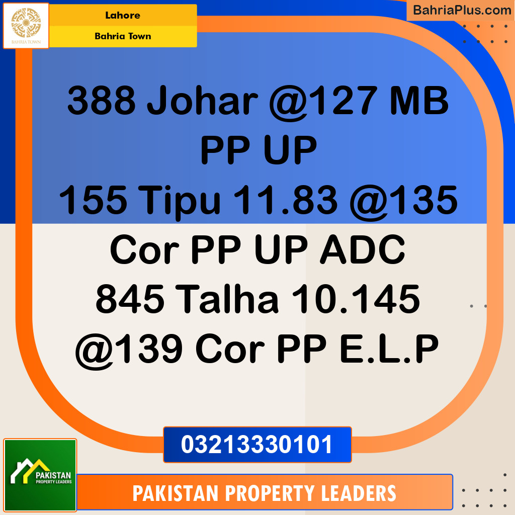 Residential Plot for Sale in Bahria Town, Lahore - (BP-128538)