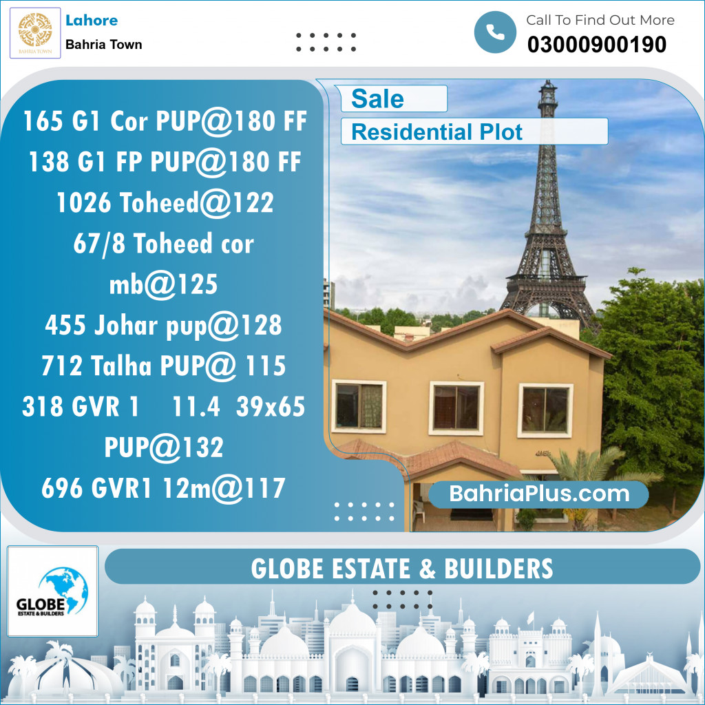Residential Plot for Sale in Bahria Town, Lahore - (BP-128599)
