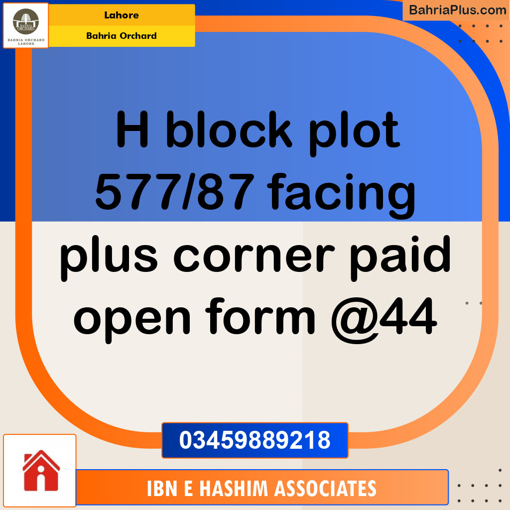 Residential Plot for Sale in Bahria Orchard, Lahore - (BP-128635)