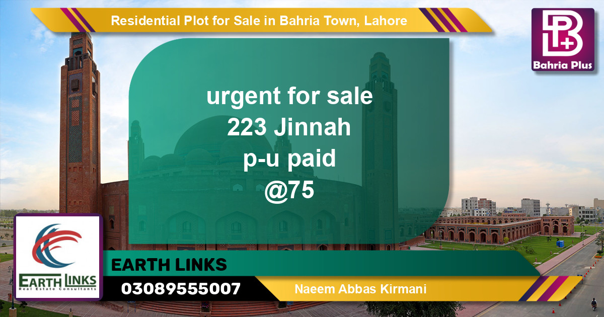 Residential Plot for Sale in Bahria Town, Lahore - (BP-128643)