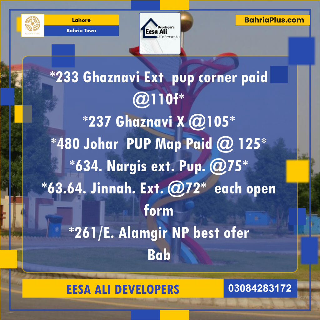 Residential Plot for Sale in Bahria Town, Lahore - (BP-128646)