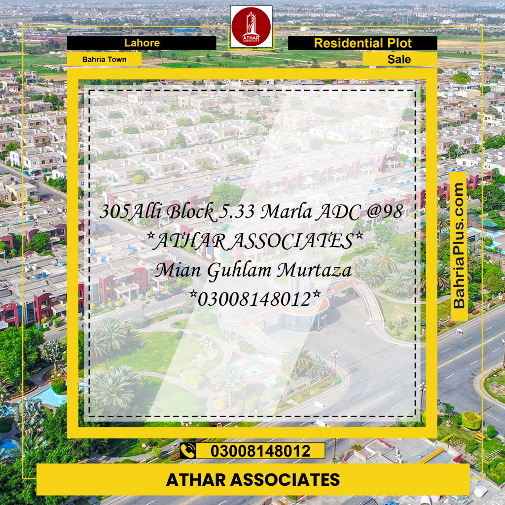 Residential Plot for Sale in Bahria Town, Lahore - (BP-128680)