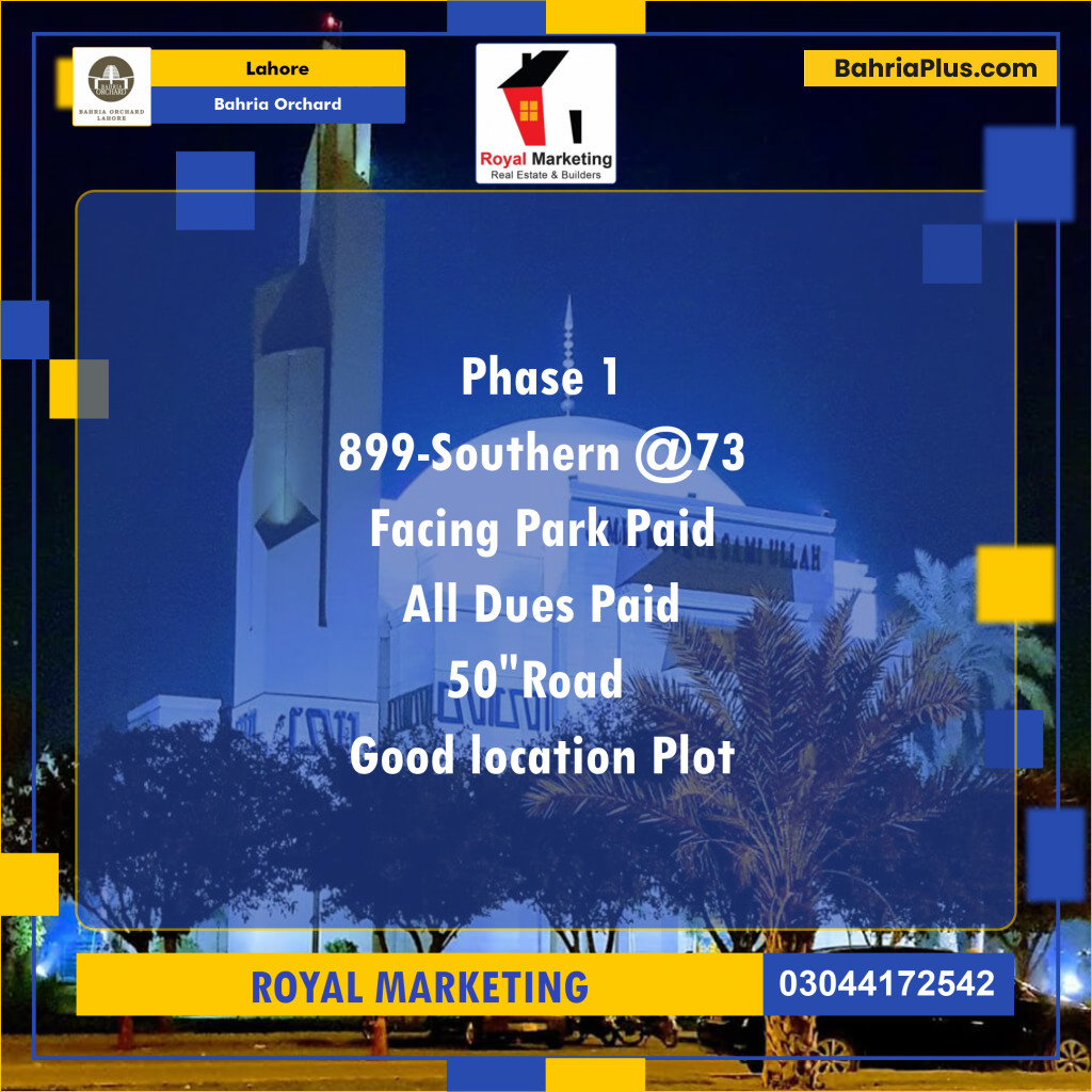 Residential Plot for Sale in Bahria Orchard, Lahore - (BP-128686)