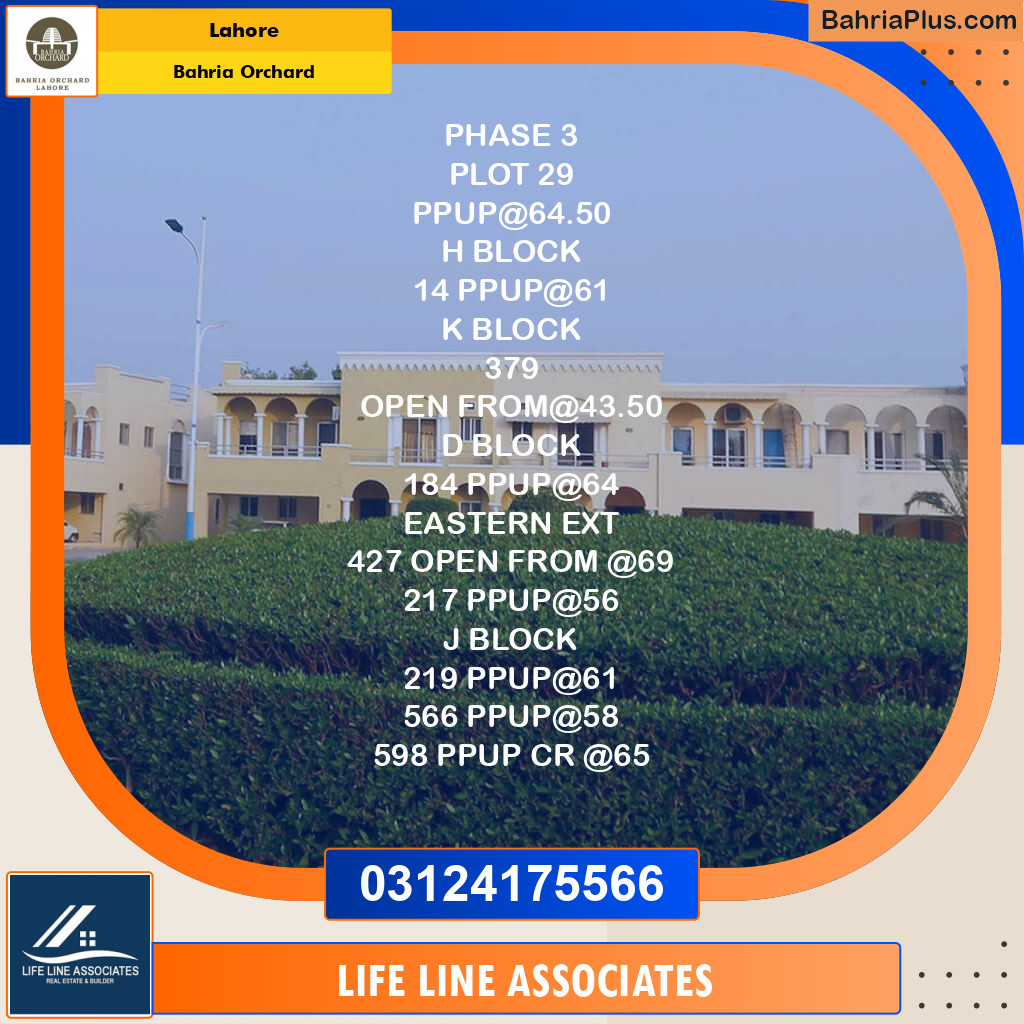 Residential Plot for Sale in Bahria Orchard, Lahore - (BP-128703)