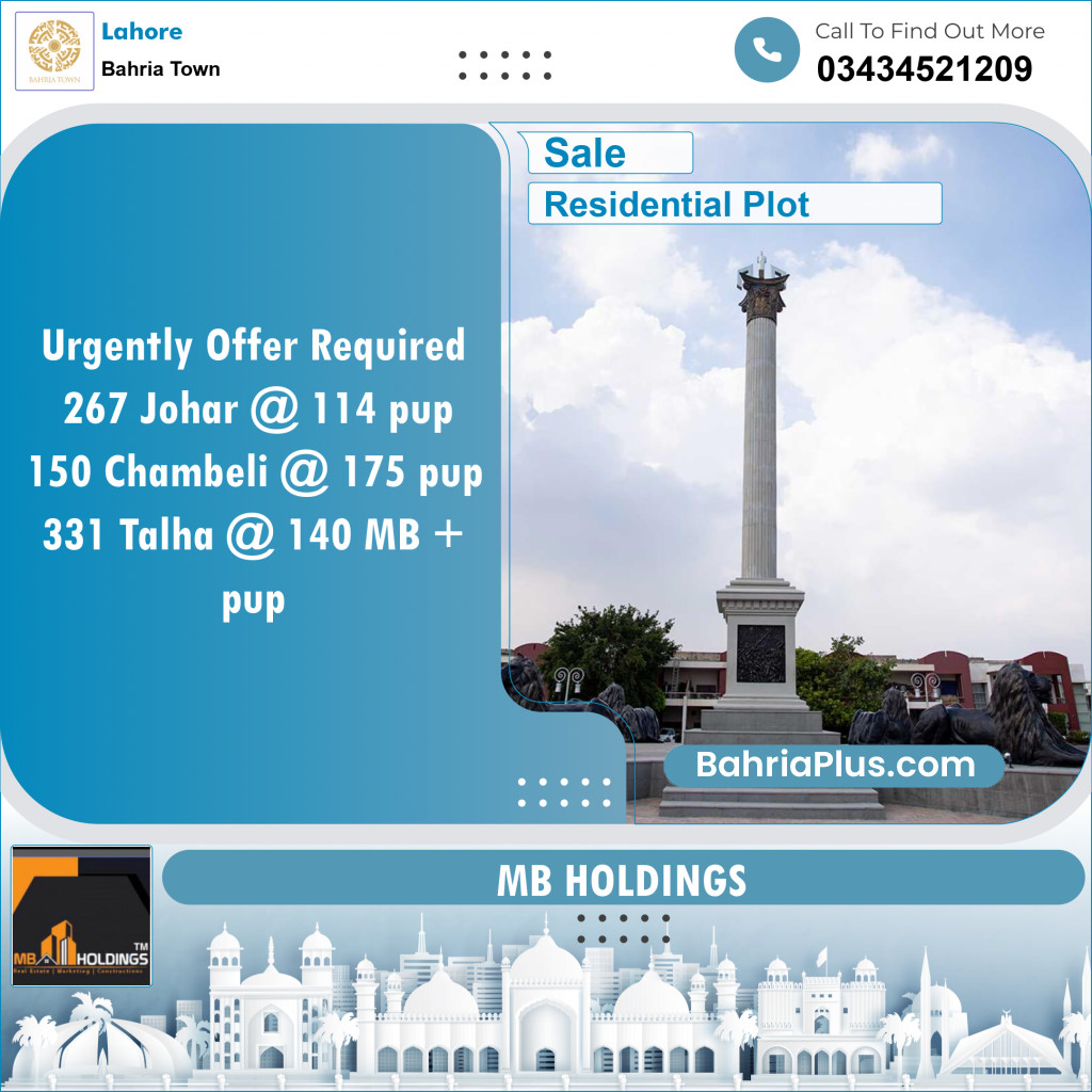 Residential Plot for Sale in Bahria Town, Lahore - (BP-128723)