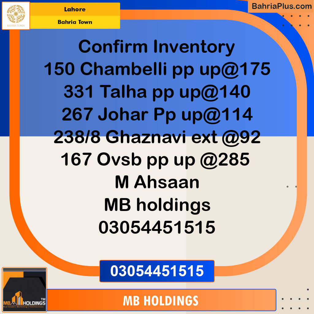 Residential Plot for Sale in Bahria Town, Lahore - (BP-128733)