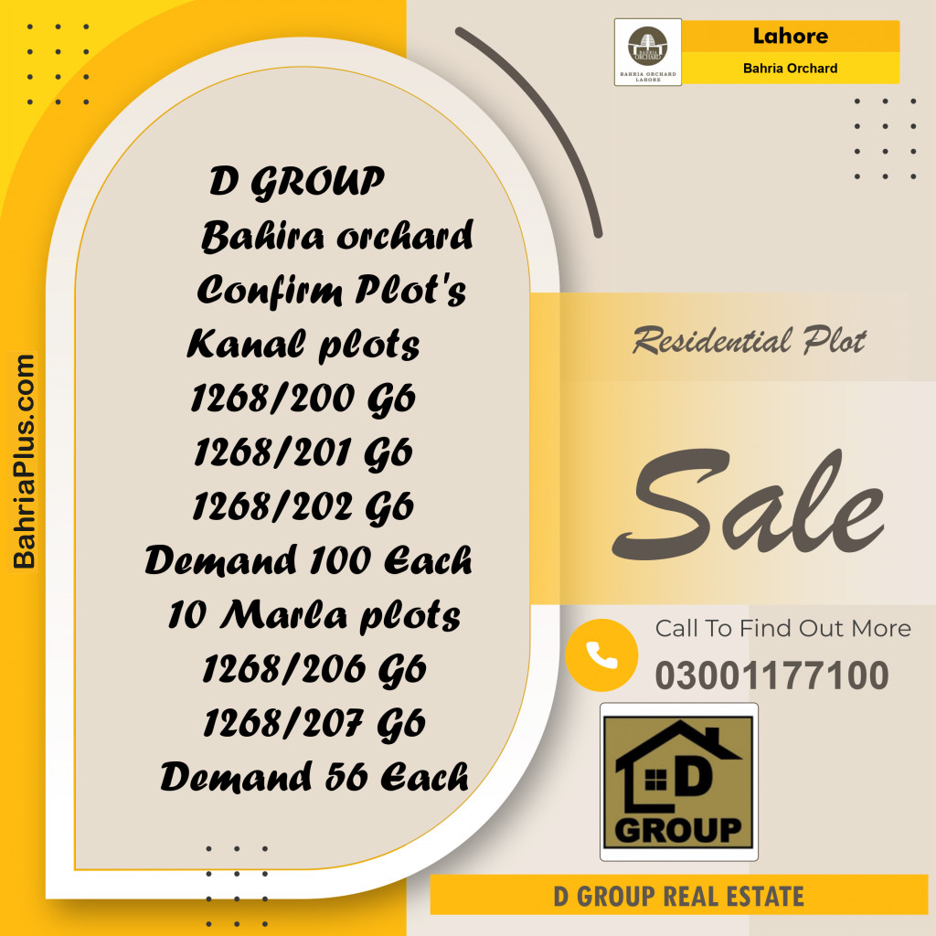 Residential Plot for Sale in Phase 4 - G6 Block -  Bahria Orchard, Lahore - (BP-128758)