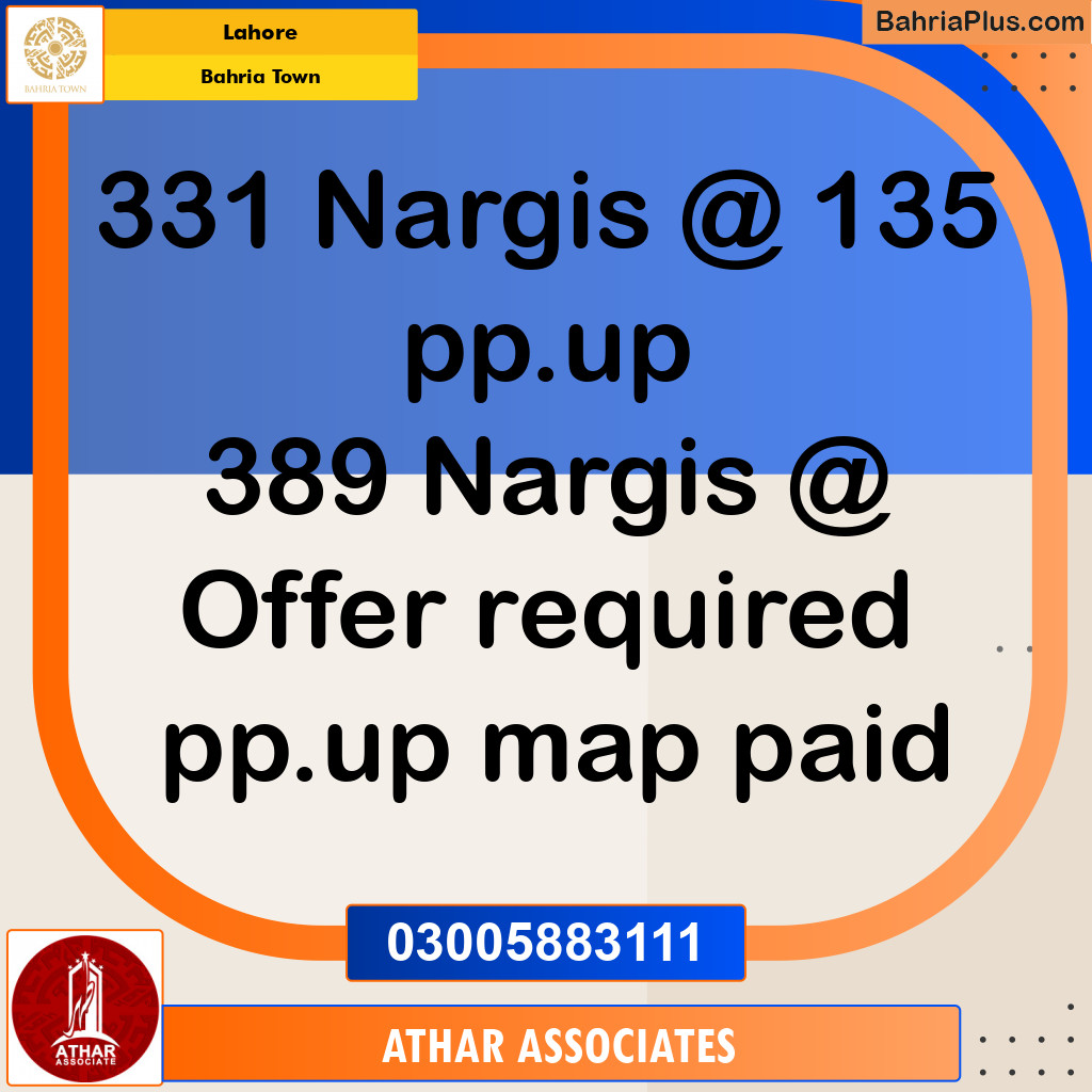 Residential Plot for Sale in Sector C - Nargis/Hussain Block -  Bahria Town, Lahore - (BP-128782)
