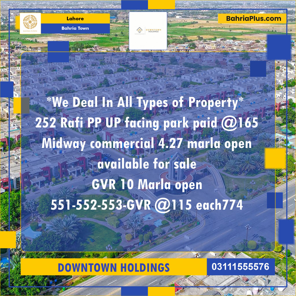 Residential Plot for Sale in Sector E - Rafi Block -  Bahria Town, Lahore - (BP-128832)