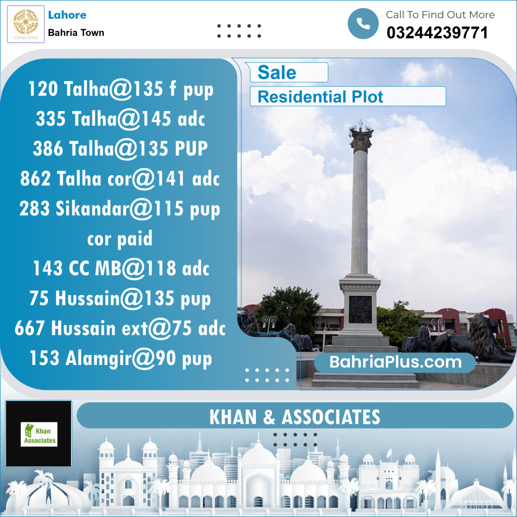 Residential Plot for Sale in Sector F - Talha Block -  Bahria Town, Lahore - (BP-128891)