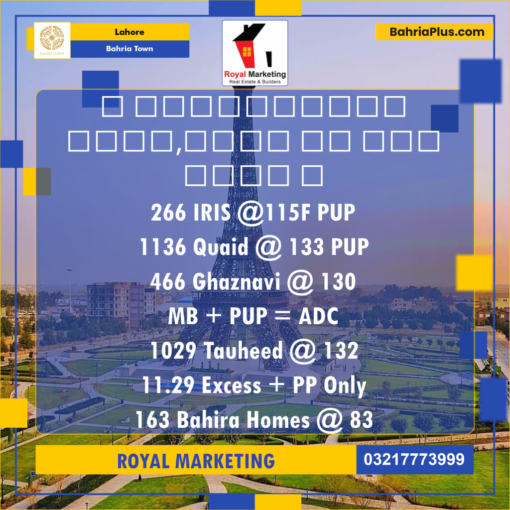 Residential Plot for Sale in Sector C - Iris Block -  Bahria Town, Lahore - (BP-128897)