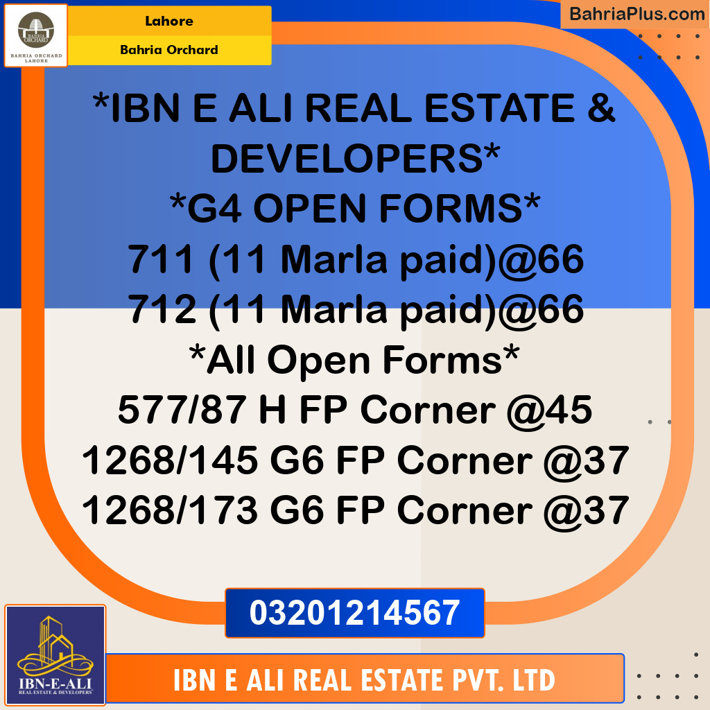 Residential Plot for Sale in Phase 4 - G4 Block -  Bahria Orchard, Lahore - (BP-128910)