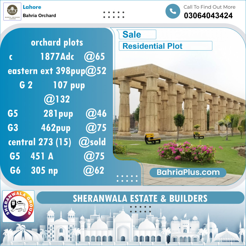 Residential Plot for Sale in Bahria Orchard, Lahore - (BP-128918)
