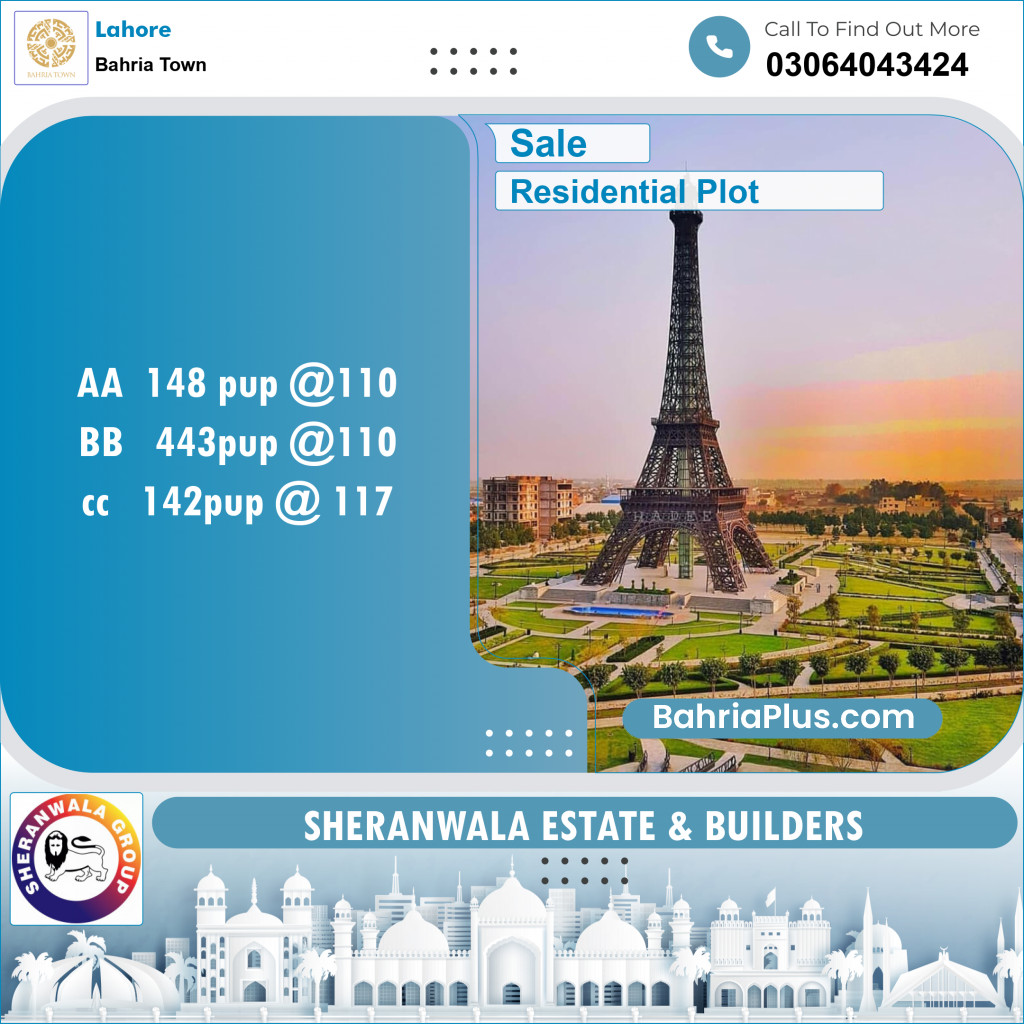 Residential Plot for Sale in Sector D - AA Block -  Bahria Town, Lahore - (BP-128921)