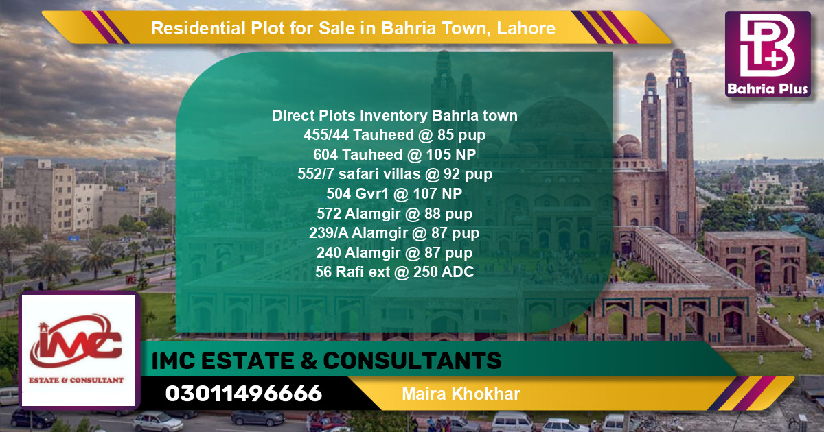 Residential Plot for Sale in Sector F - Tauheed Block -  Bahria Town, Lahore - (BP-128942)