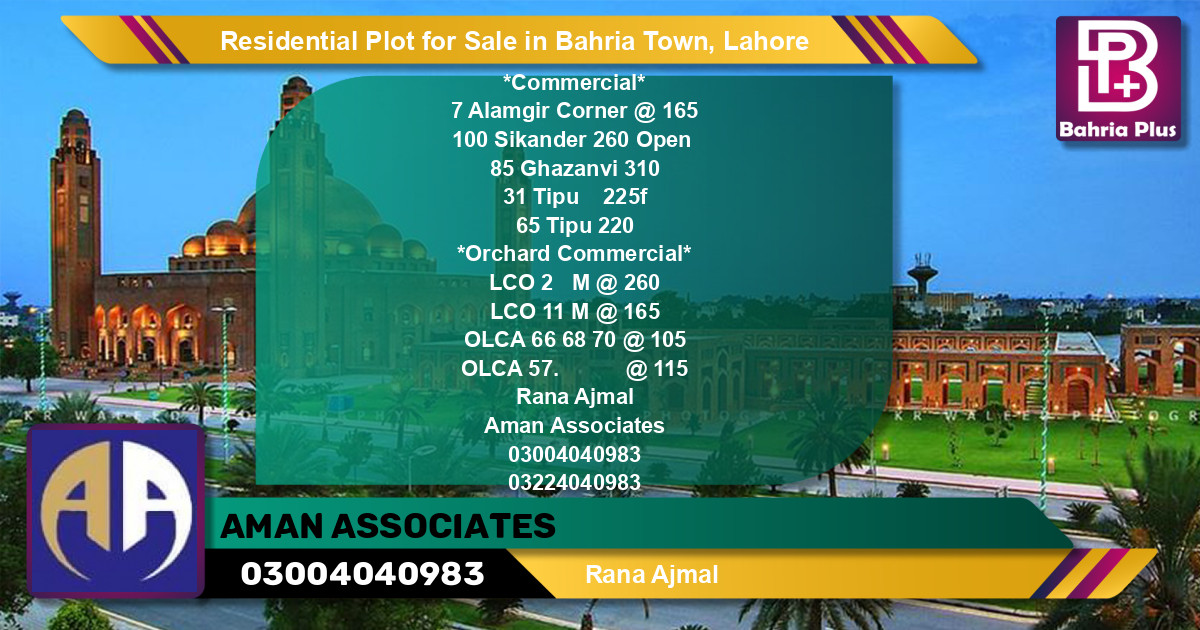 Residential Plot for Sale in Bahria Town, Lahore - (BP-128951)