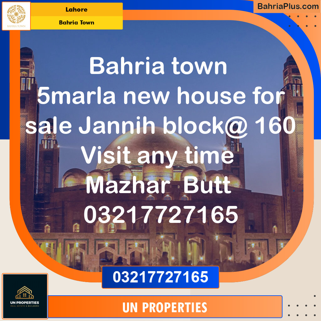 Residential Plot for Sale in Sector E - Jinnah Block -  Bahria Town, Lahore - (BP-128965)