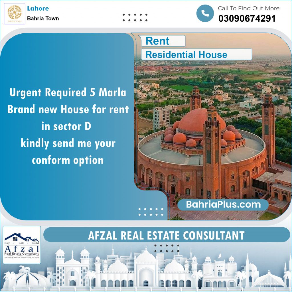 Residential House for Rent in Bahria Town, Lahore - (BP-128979)