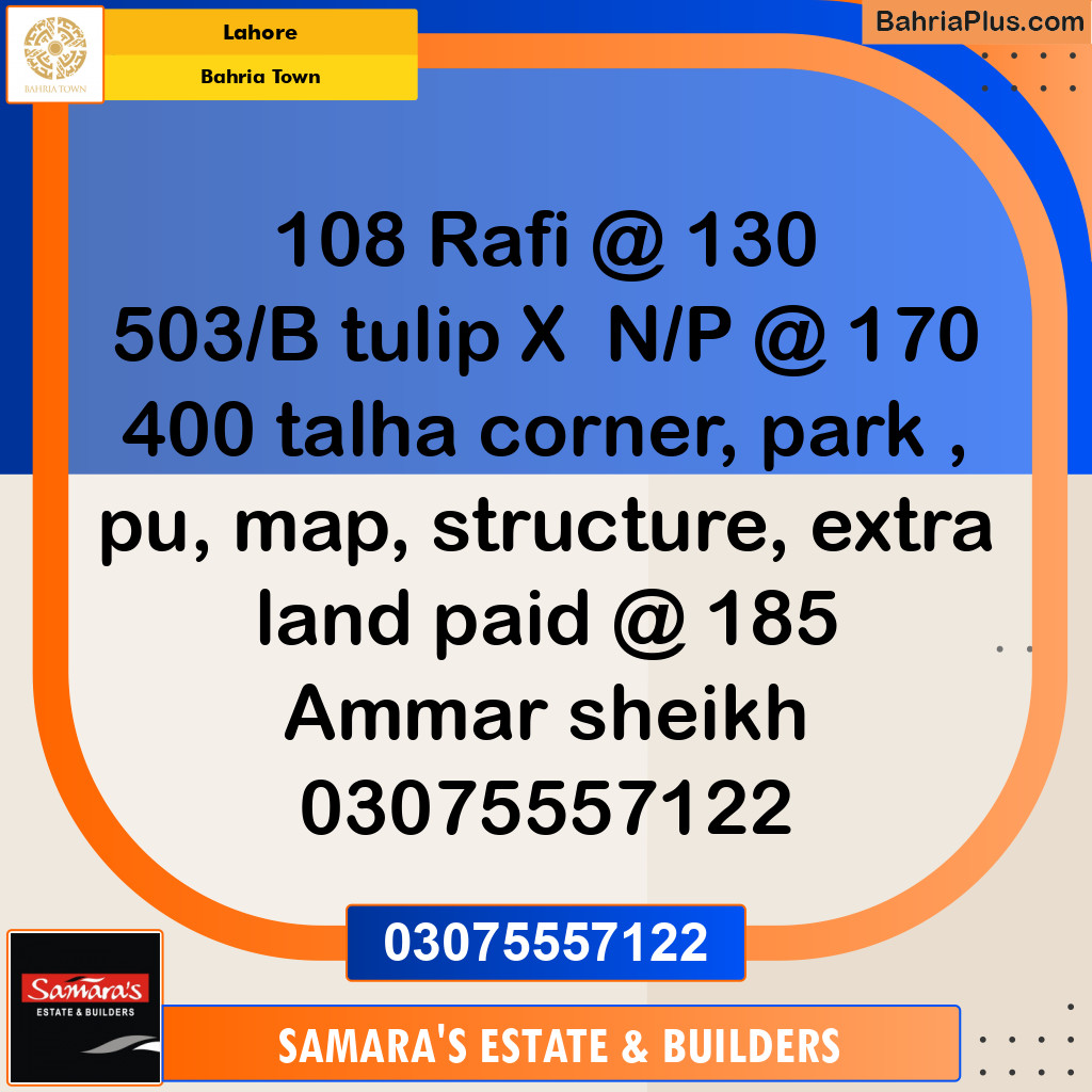 Residential Plot for Sale in Sector E - Rafi Block -  Bahria Town, Lahore - (BP-128991)