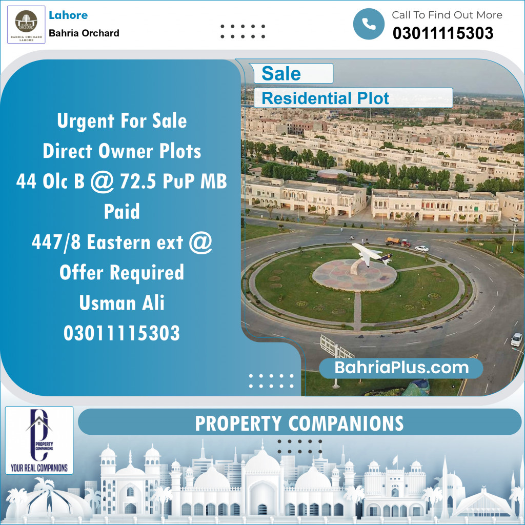 Residential Plot for Sale in OLC-B Block -  Bahria Orchard, Lahore - (BP-129029)
