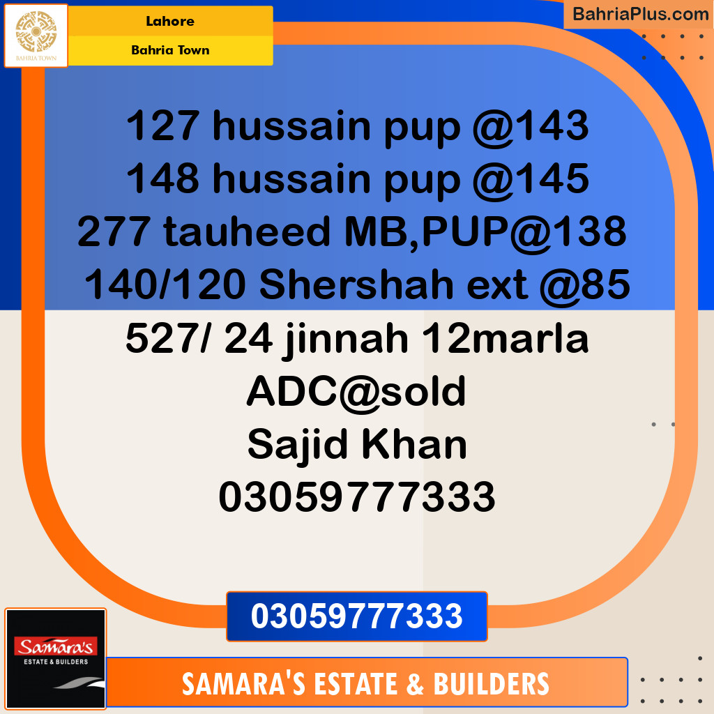 Residential Plot for Sale in Sector C - Nargis/Hussain Block -  Bahria Town, Lahore - (BP-129123)
