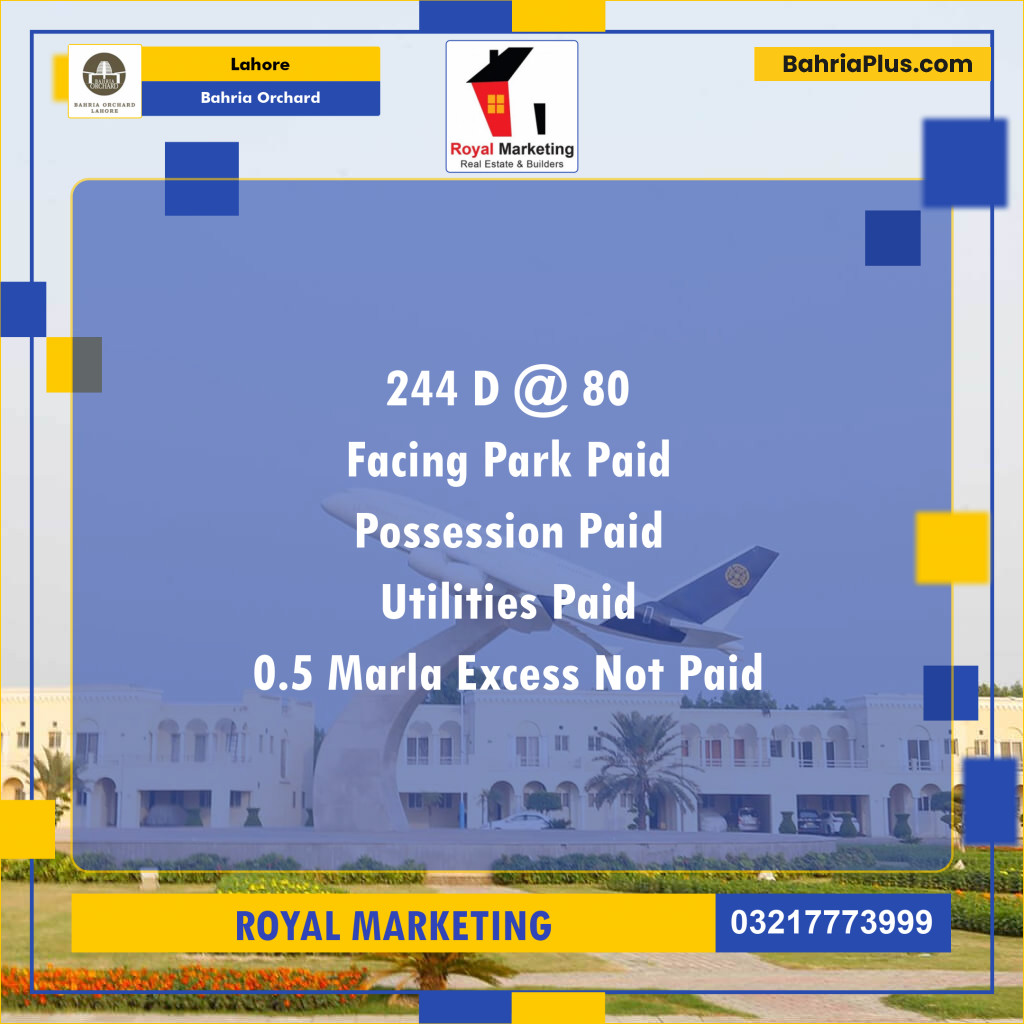 Residential Plot for Sale in Phase 2 - D Block -  Bahria Orchard, Lahore - (BP-129138)
