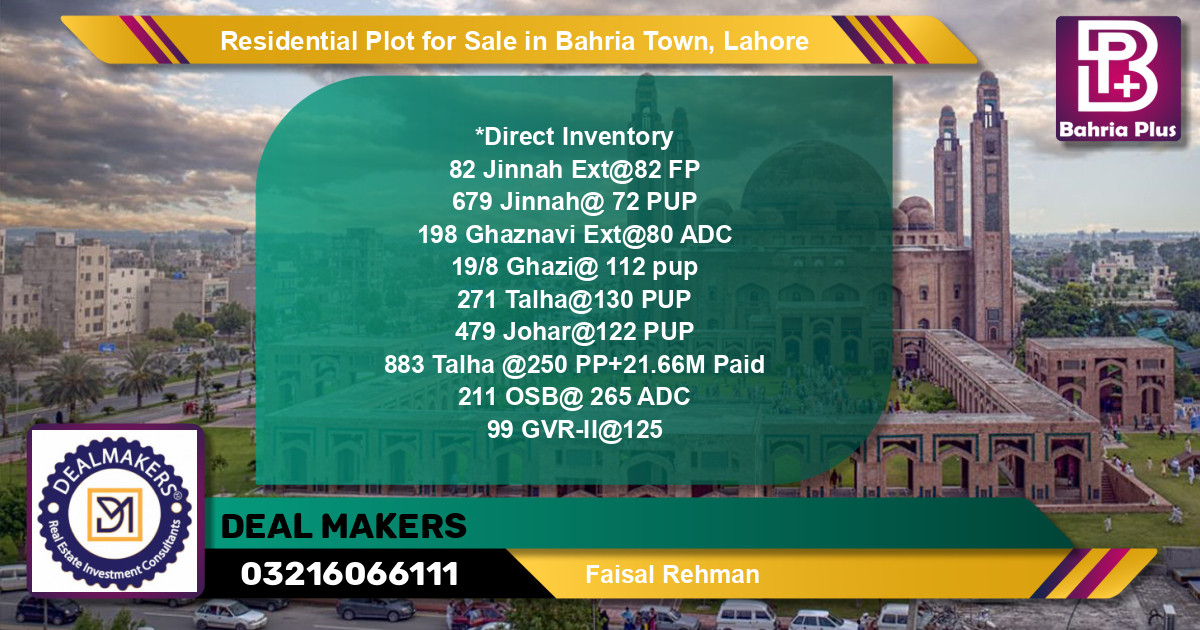 Residential Plot for Sale in Sector E - Jinnah Ext. Block -  Bahria Town, Lahore - (BP-129164)