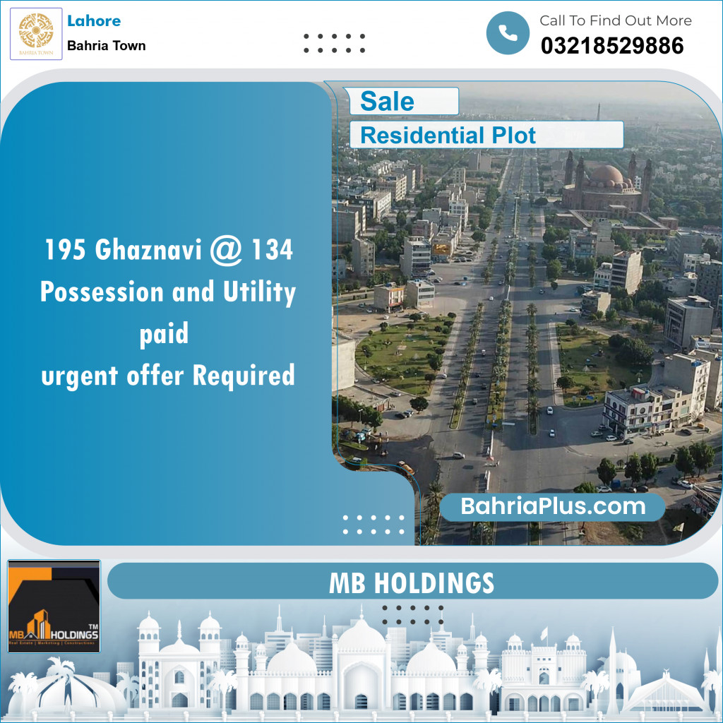 Residential Plot for Sale in Sector F - Ghaznavi Block -  Bahria Town, Lahore - (BP-129165)