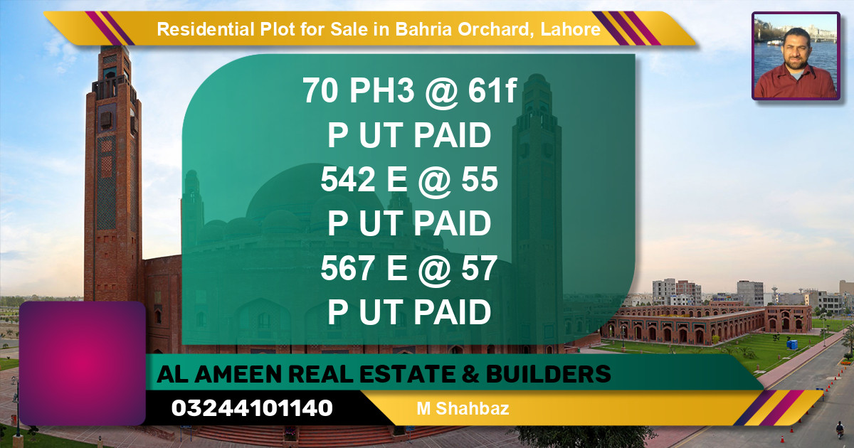Residential Plot for Sale in Phase 3 -  Bahria Orchard, Lahore - (BP-129166)