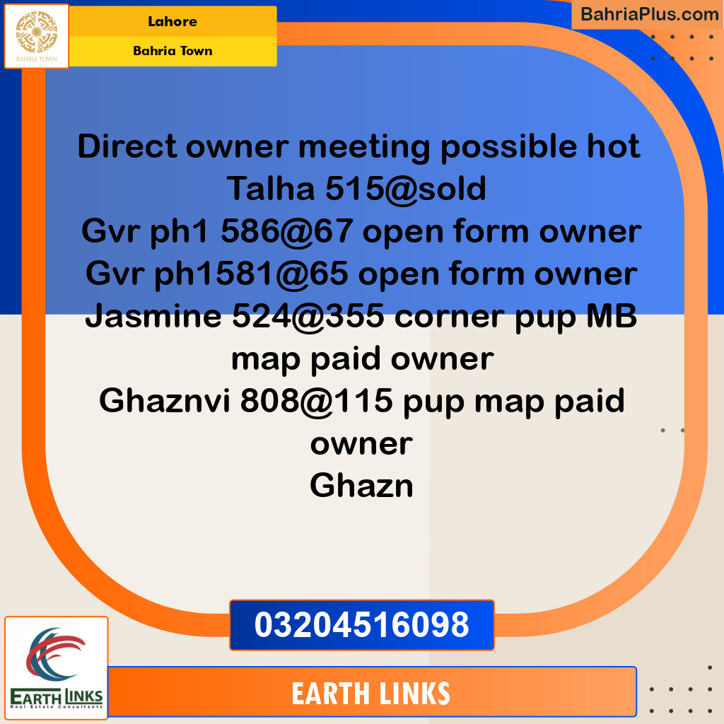 Residential Plot for Sale in Sector F - Talha Block -  Bahria Town, Lahore - (BP-129179)