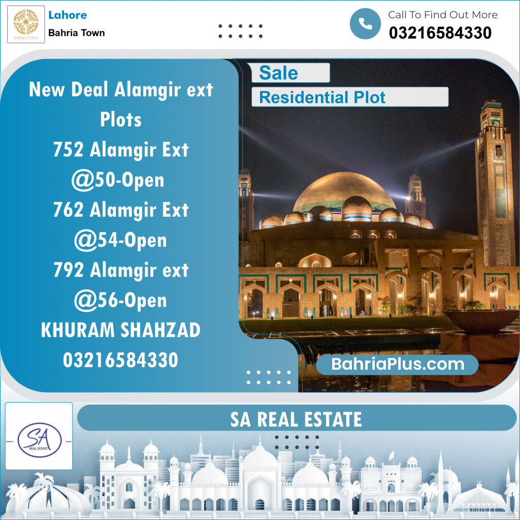 Residential Plot for Sale in Sector F - Alamgir Block -  Bahria Town, Lahore - (BP-129189)