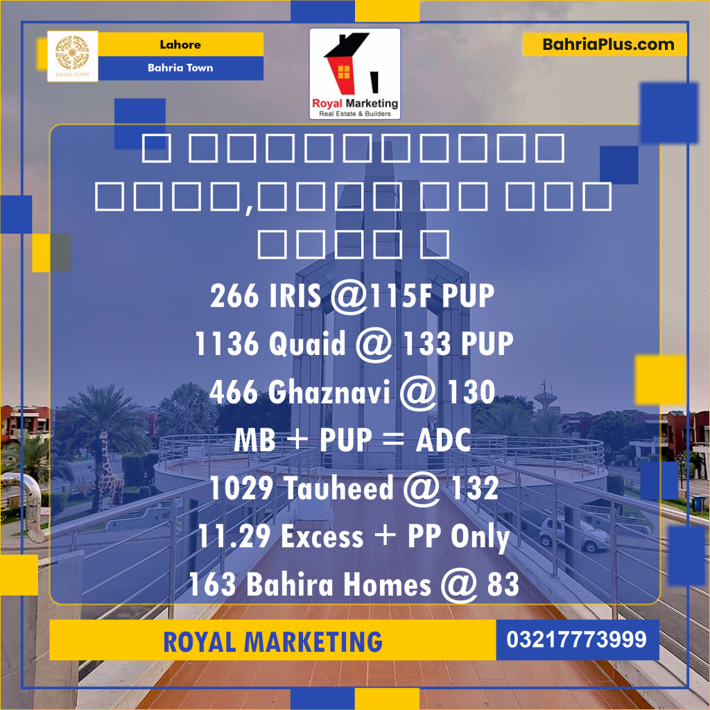 Residential Plot for Sale in Sector C - Iris Block -  Bahria Town, Lahore - (BP-129206)