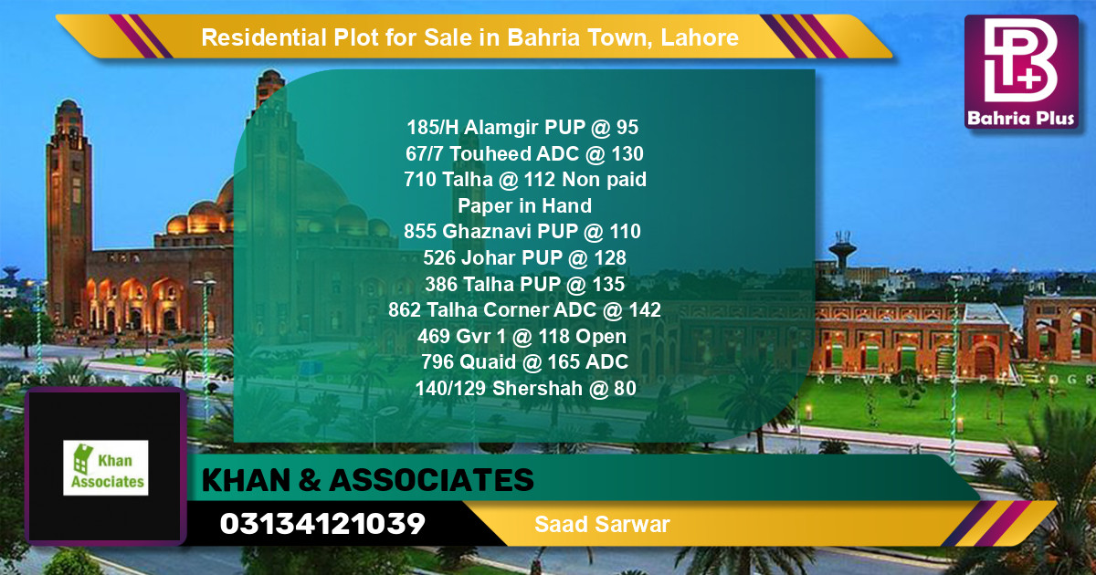 Residential Plot for Sale in Bahria Town, Lahore - (BP-129306)