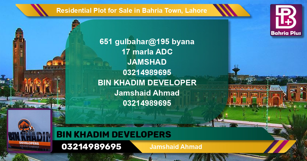 Residential Plot for Sale in Bahria Town, Lahore - (BP-129318)