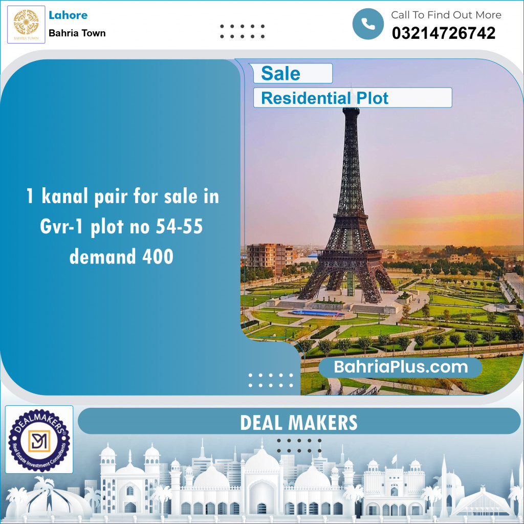 Residential Plot for Sale in Bahria Town, Lahore - (BP-129326)