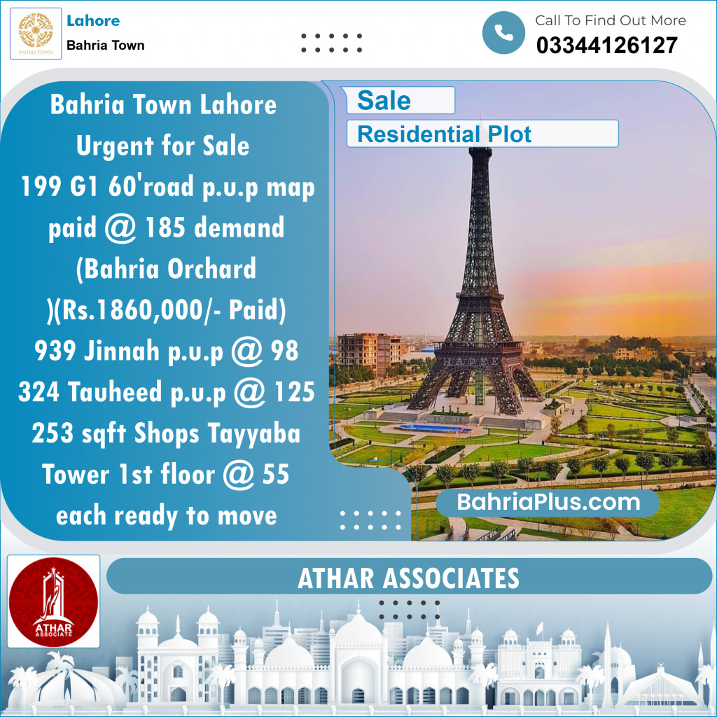 Residential Plot for Sale in Bahria Town, Lahore - (BP-129357)