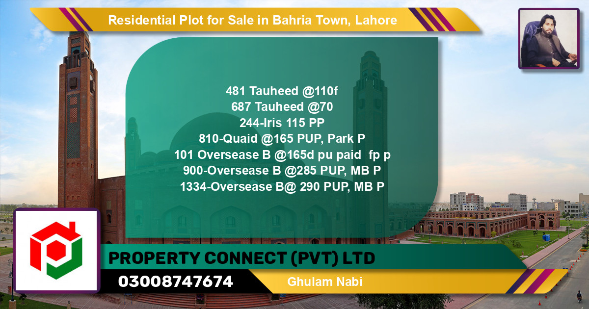 Residential Plot for Sale in Bahria Town, Lahore - (BP-129359)