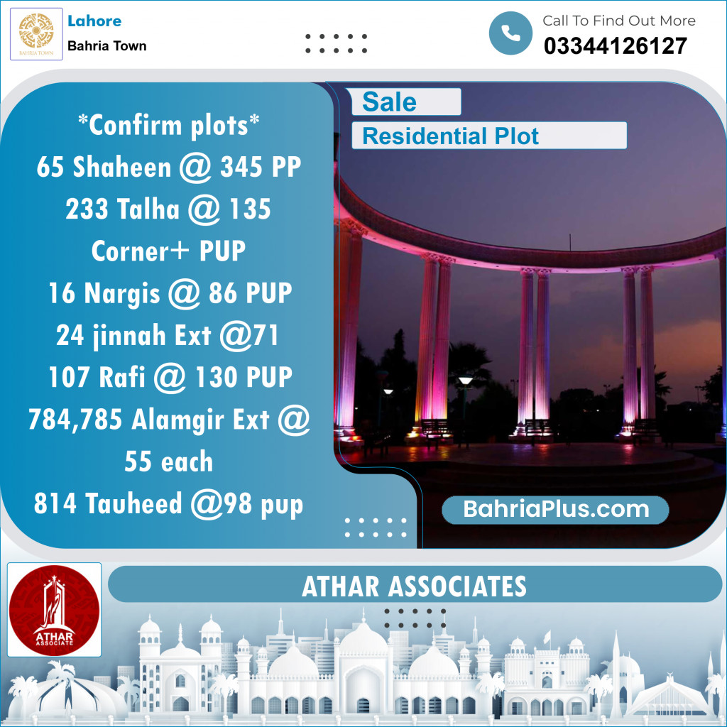 Residential Plot for Sale in Bahria Town, Lahore - (BP-129365)