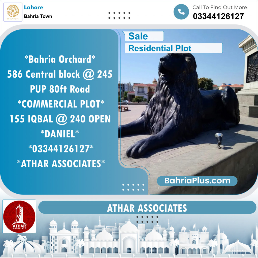 Residential Plot for Sale in Bahria Town, Lahore - (BP-129367)