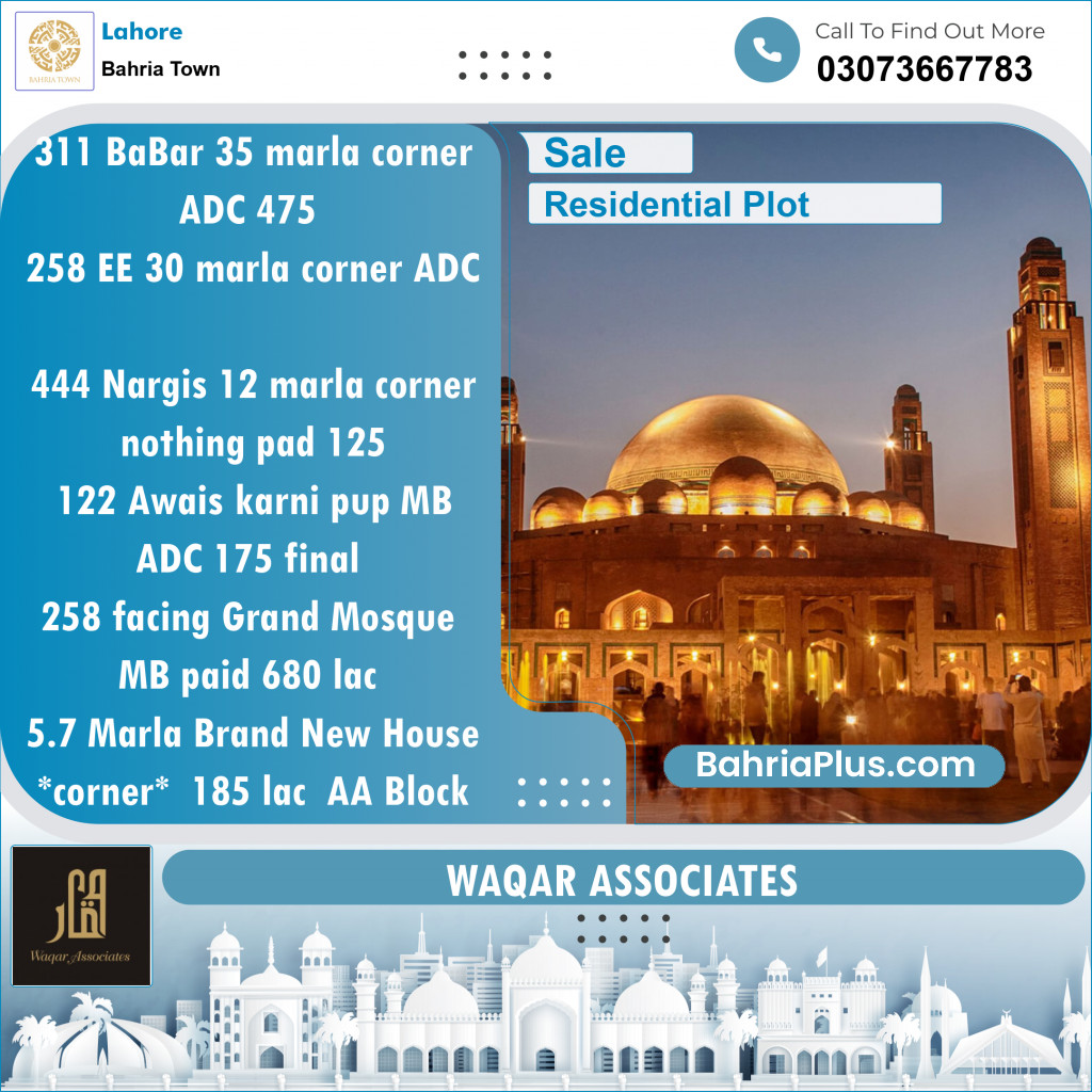 Residential Plot for Sale in Bahria Town, Lahore - (BP-129368)