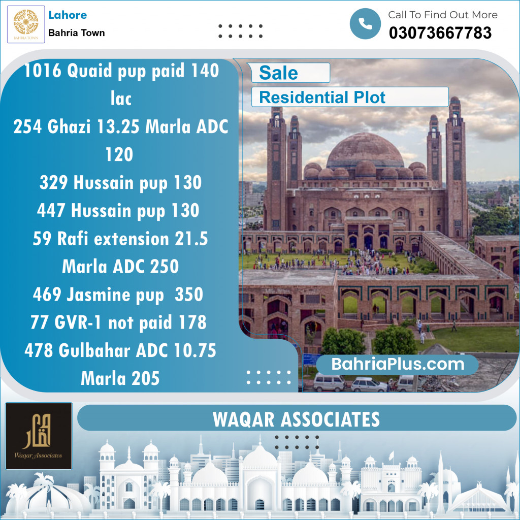 Residential Plot for Sale in Bahria Town, Lahore - (BP-129370)