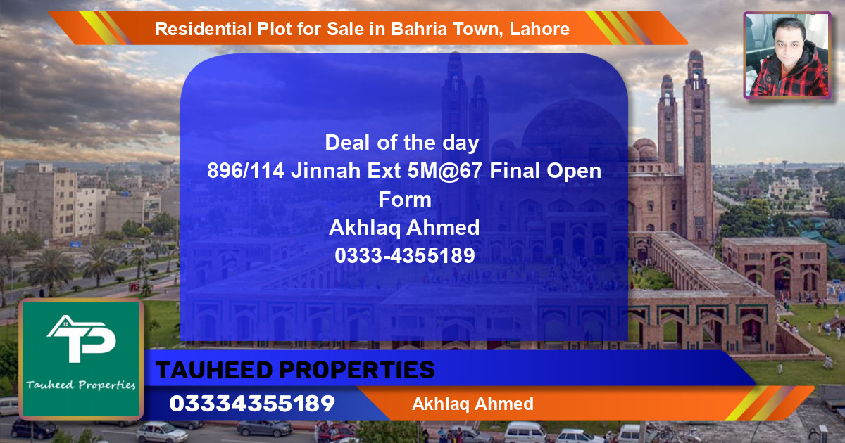 Residential Plot for Sale in Bahria Town, Lahore - (BP-129371)