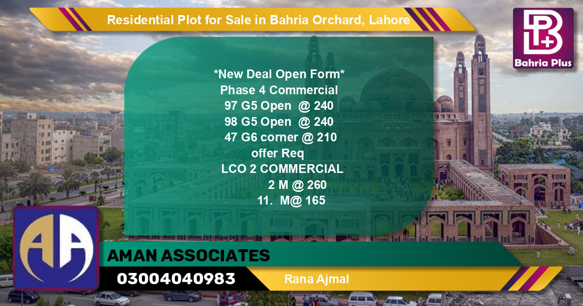 Residential Plot for Sale in Bahria Orchard, Lahore - (BP-129399)