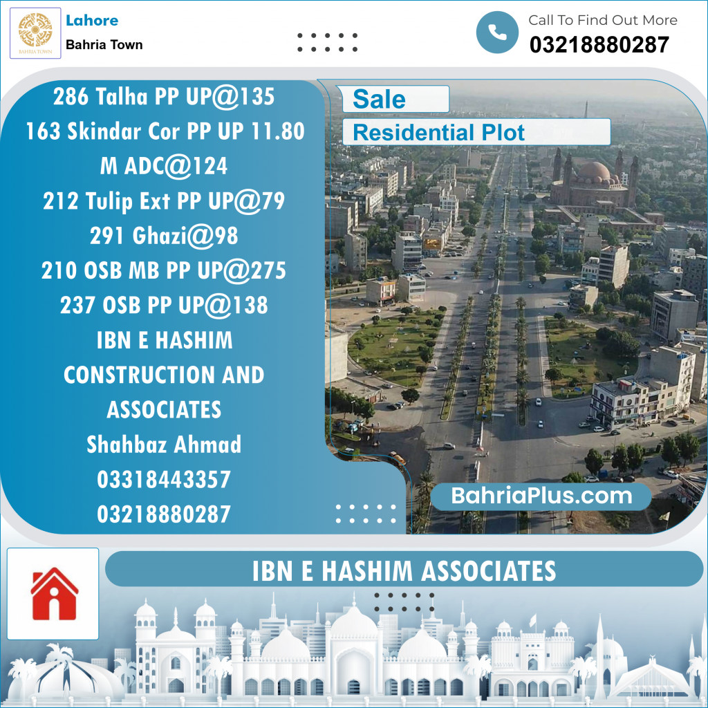 Residential Plot for Sale in Bahria Town, Lahore - (BP-129431)