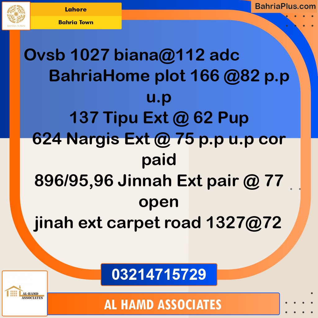 Residential Plot for Sale in Bahria Town, Lahore - (BP-129436)
